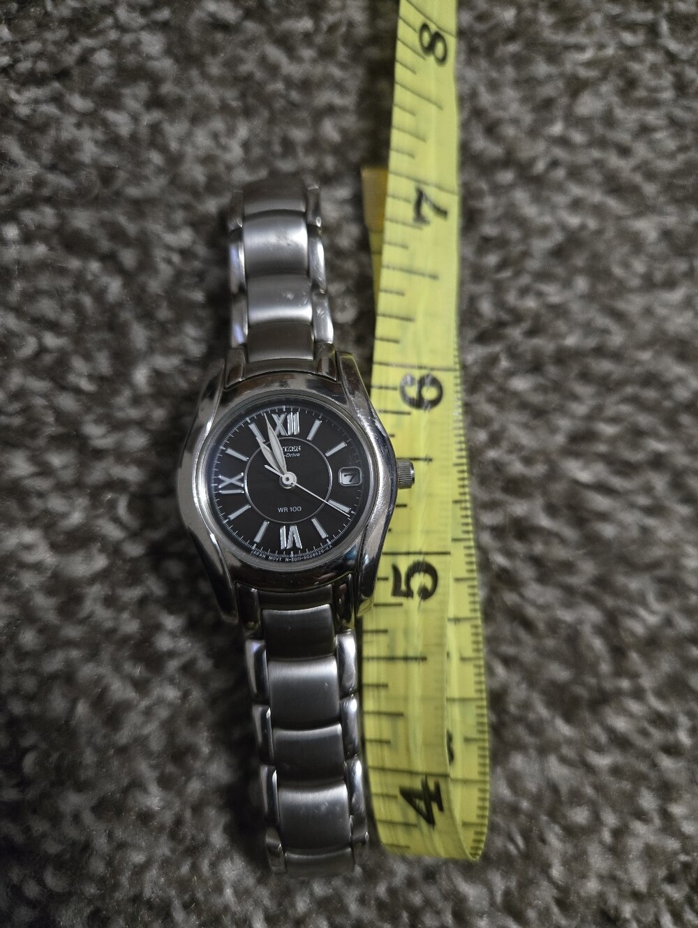 Citizen Eco Drive Silver Stainless Steel Women's Watch with Black Dial